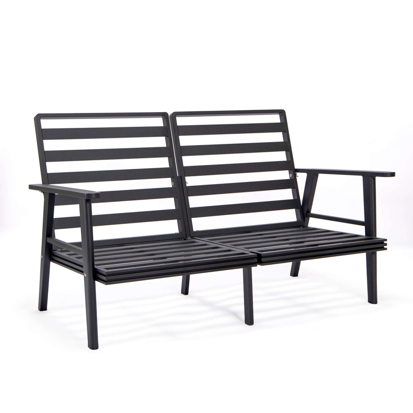 Leisuremod Walbrooke Modern Outdoor Patio Loveseat with Black Aluminum Frame and Removable Cushions For Patio and Backyard Garden | Outdoor Sofas, Loveseats & Sectionals | Modishstore - 6