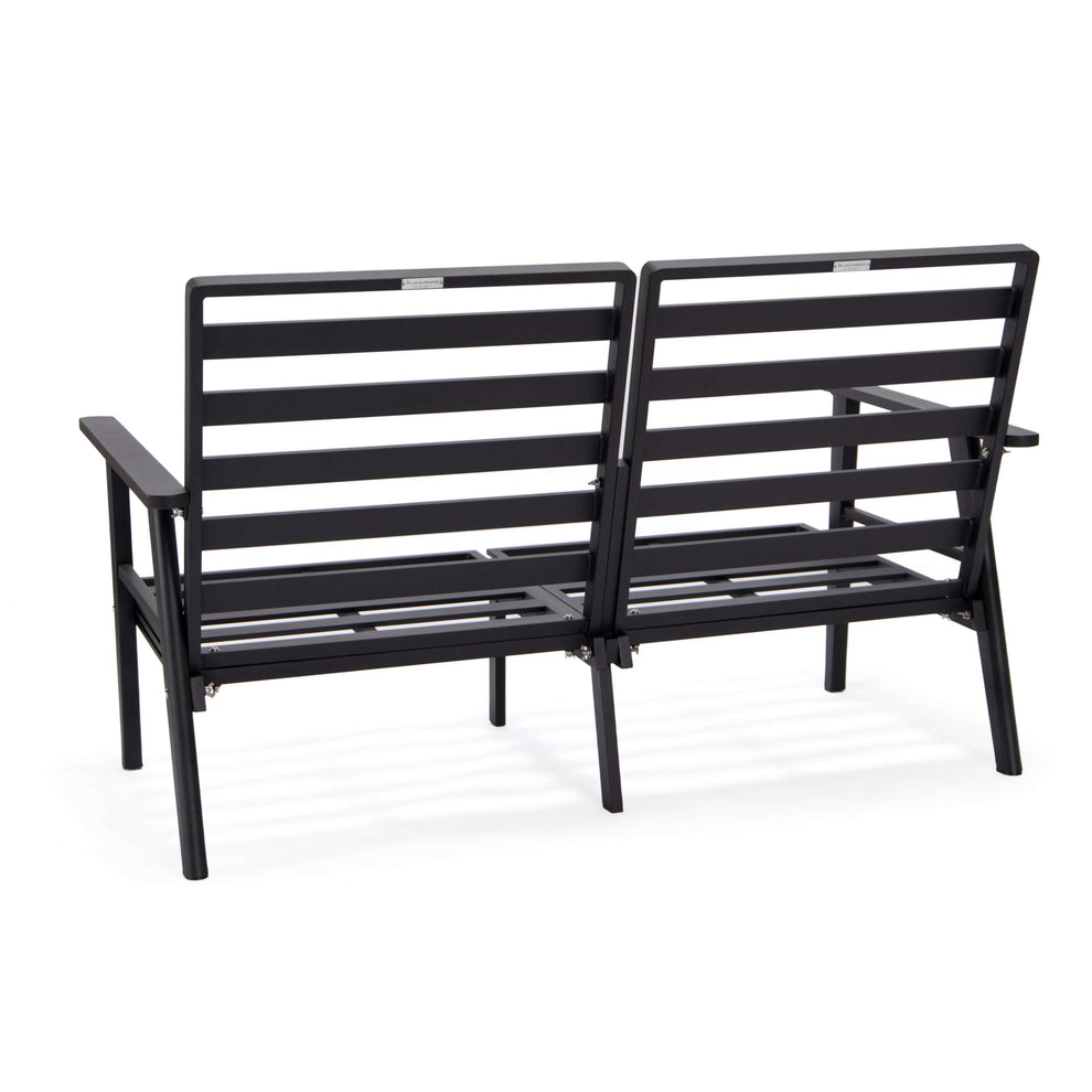 Leisuremod Walbrooke Modern Outdoor Patio Loveseat with Black Aluminum Frame and Removable Cushions For Patio and Backyard Garden | Outdoor Sofas, Loveseats & Sectionals | Modishstore - 4