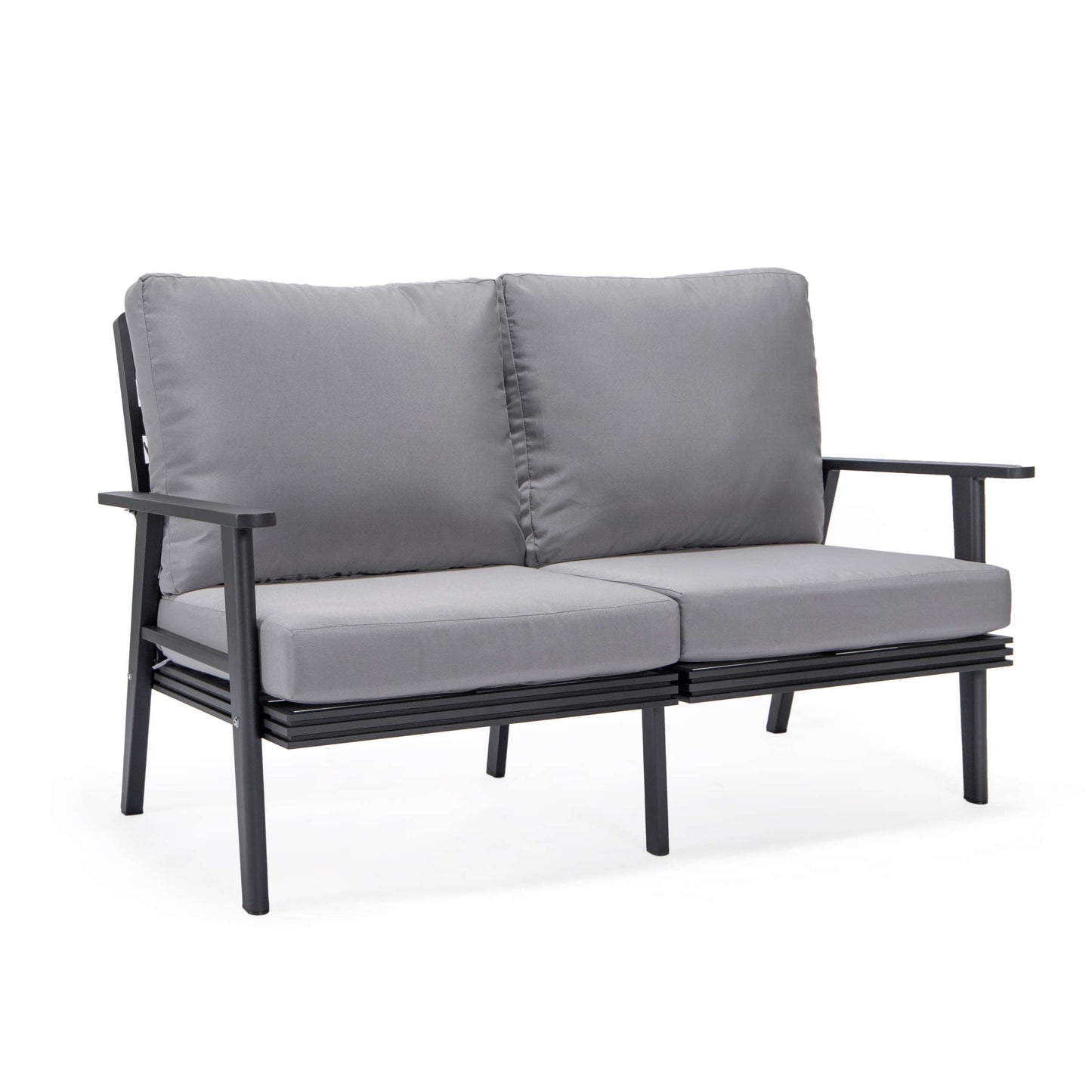 Leisuremod Walbrooke Modern Outdoor Patio Loveseat with Black Aluminum Frame and Removable Cushions For Patio and Backyard Garden | Outdoor Sofas, Loveseats & Sectionals | Modishstore - 27