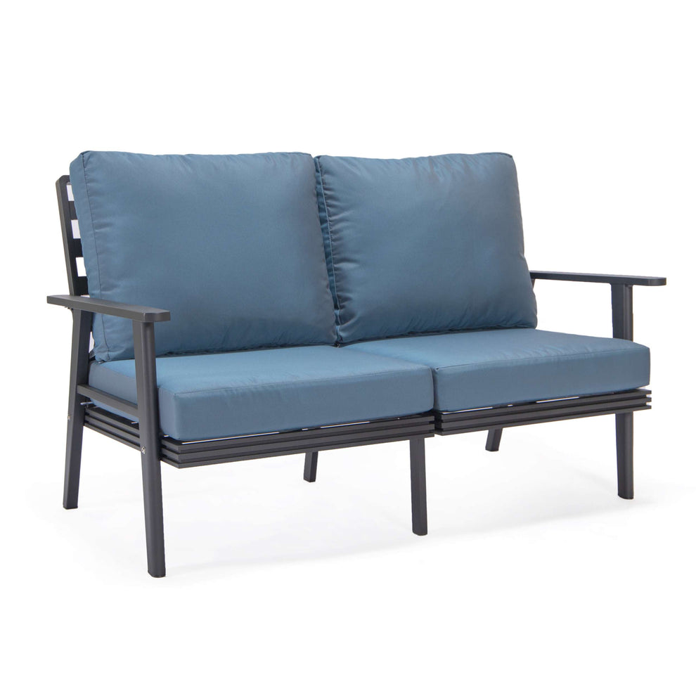 Leisuremod Walbrooke Modern Outdoor Patio Loveseat with Black Aluminum Frame and Removable Cushions For Patio and Backyard Garden | Outdoor Sofas, Loveseats & Sectionals | Modishstore - 15