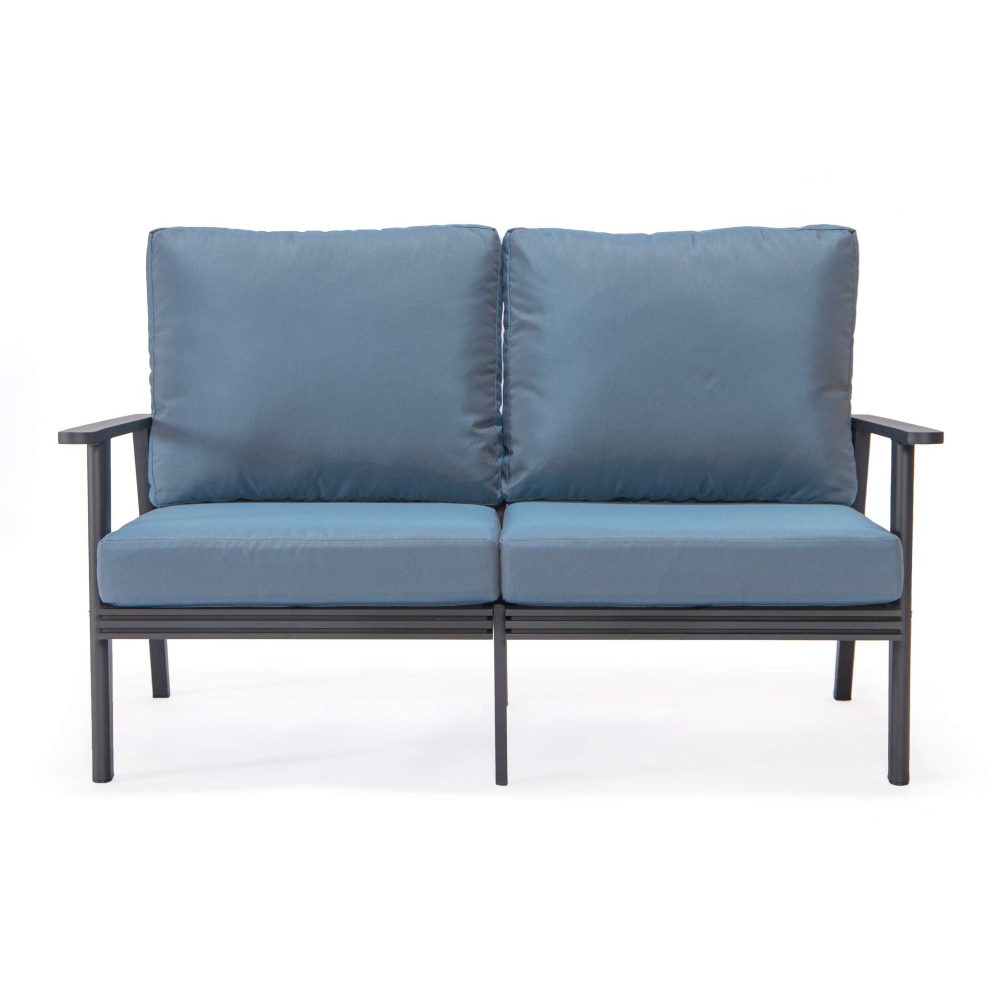 Leisuremod Walbrooke Modern Outdoor Patio Loveseat with Black Aluminum Frame and Removable Cushions For Patio and Backyard Garden | Outdoor Sofas, Loveseats & Sectionals | Modishstore - 16