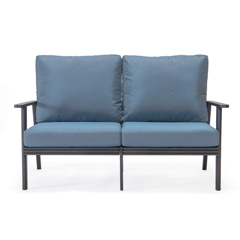 Leisuremod Walbrooke Modern Outdoor Patio Loveseat with Black Aluminum Frame and Removable Cushions For Patio and Backyard Garden | Outdoor Sofas, Loveseats & Sectionals | Modishstore - 16