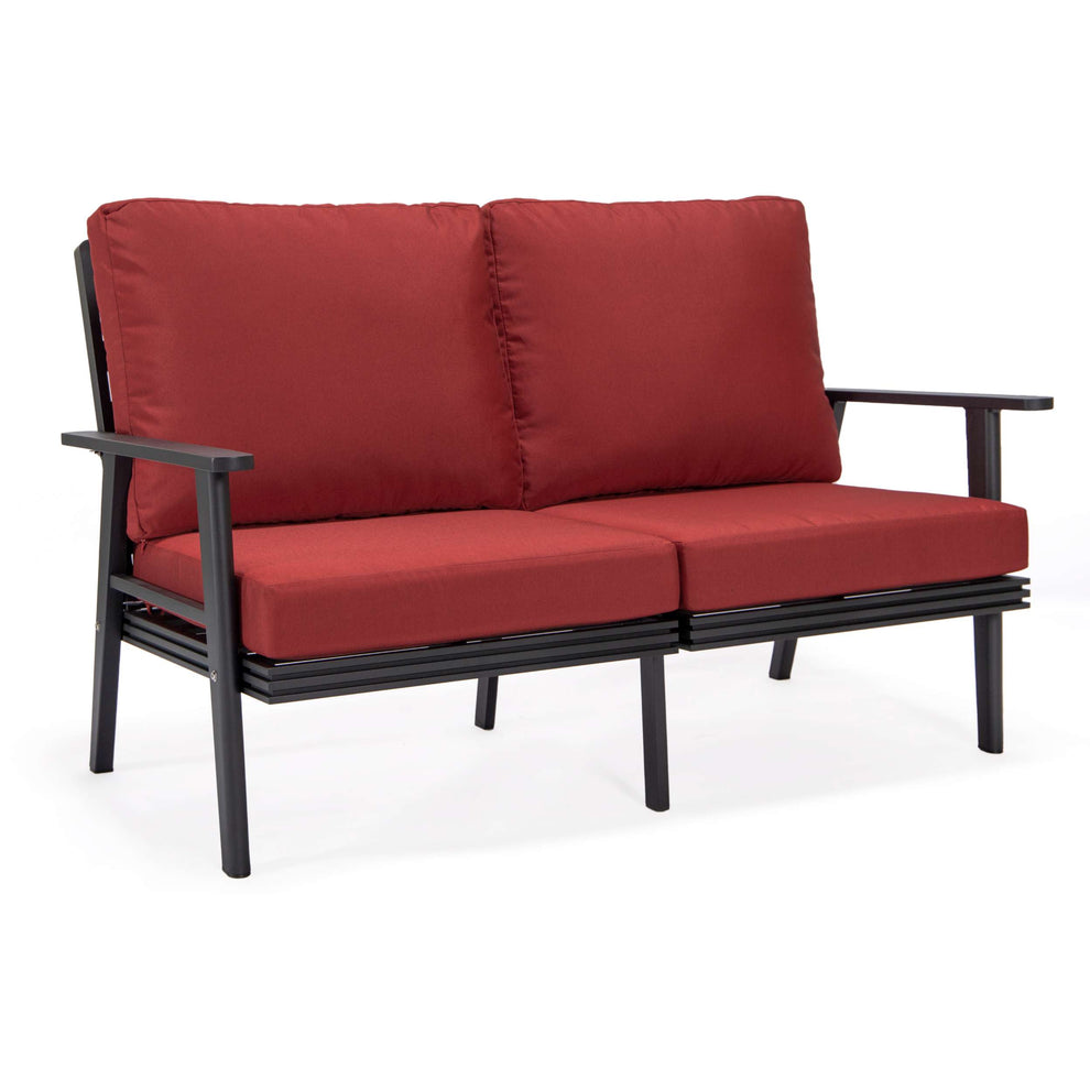 Leisuremod Walbrooke Modern Outdoor Patio Loveseat with Black Aluminum Frame and Removable Cushions For Patio and Backyard Garden | Outdoor Sofas, Loveseats & Sectionals | Modishstore - 59