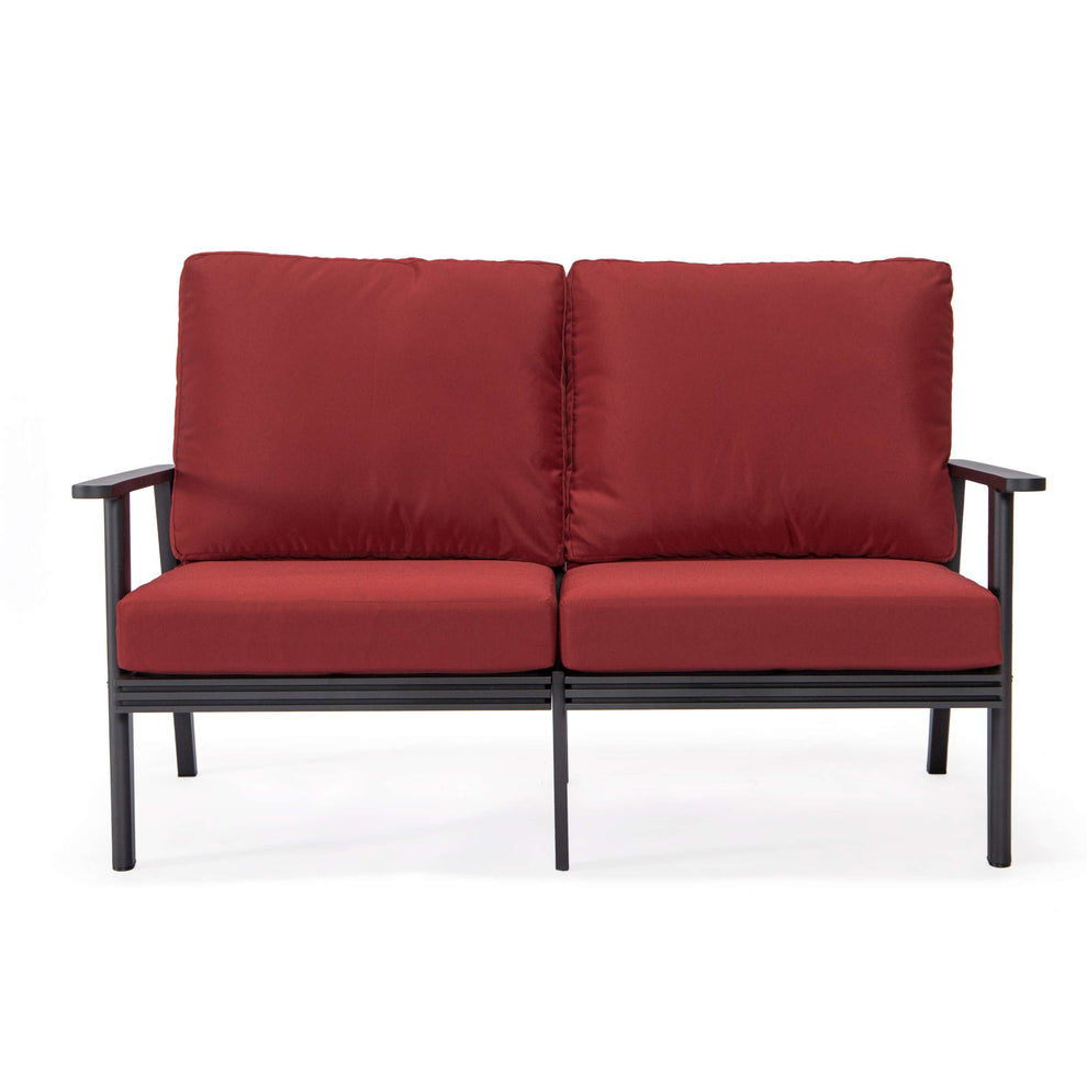 Leisuremod Walbrooke Modern Outdoor Patio Loveseat with Black Aluminum Frame and Removable Cushions For Patio and Backyard Garden | Outdoor Sofas, Loveseats & Sectionals | Modishstore - 60