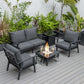 LeisureMod Walbrooke Modern Black Patio Conversation With Square Fire Pit With Slats Design & Tank Holder | Outdoor Sofas, Loveseats & Sectionals | Modishstore - 4