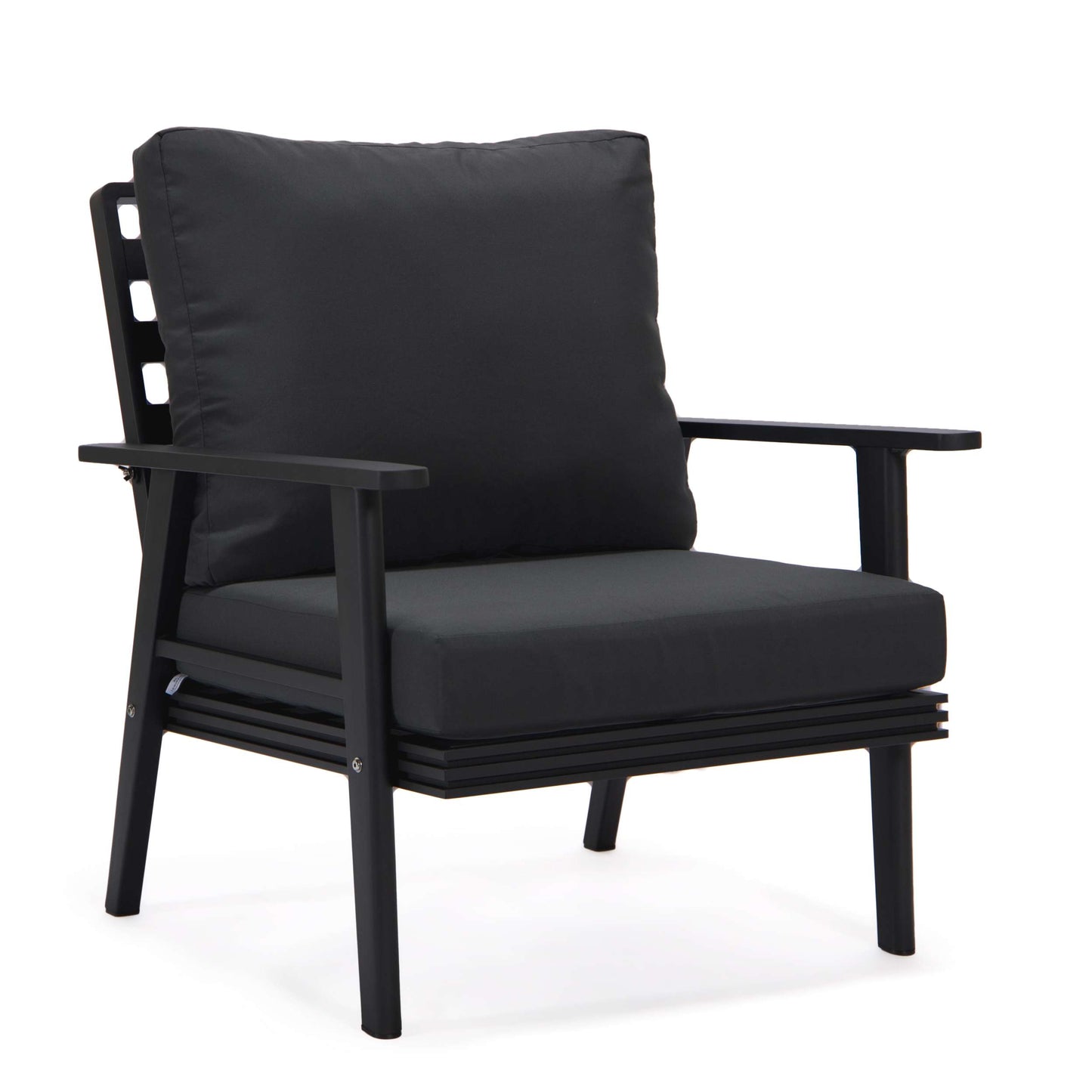 LeisureMod Walbrooke Modern Black Patio Conversation With Square Fire Pit With Slats Design & Tank Holder | Outdoor Sofas, Loveseats & Sectionals | Modishstore - 8