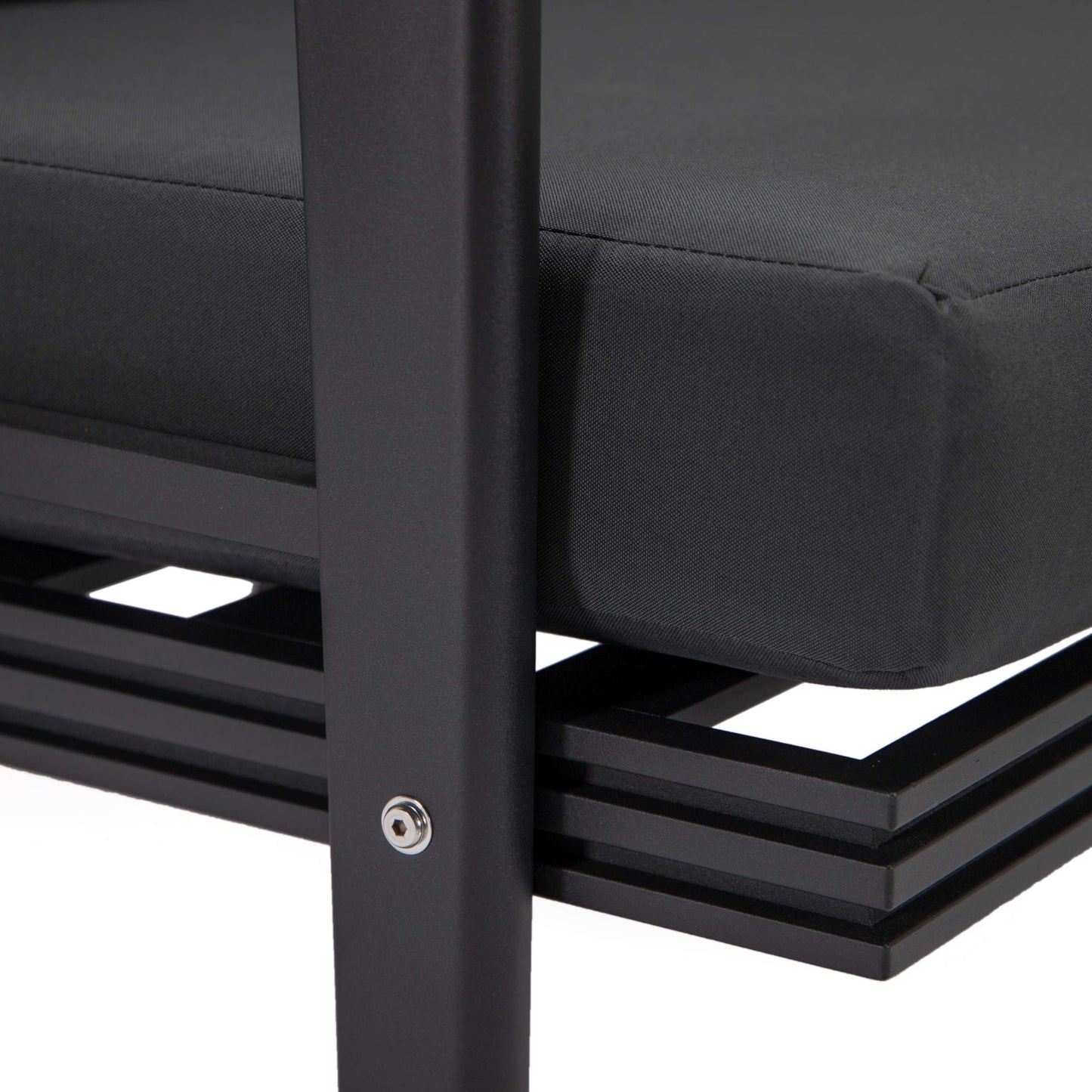 LeisureMod Walbrooke Modern Black Patio Conversation With Square Fire Pit With Slats Design & Tank Holder | Outdoor Sofas, Loveseats & Sectionals | Modishstore - 11