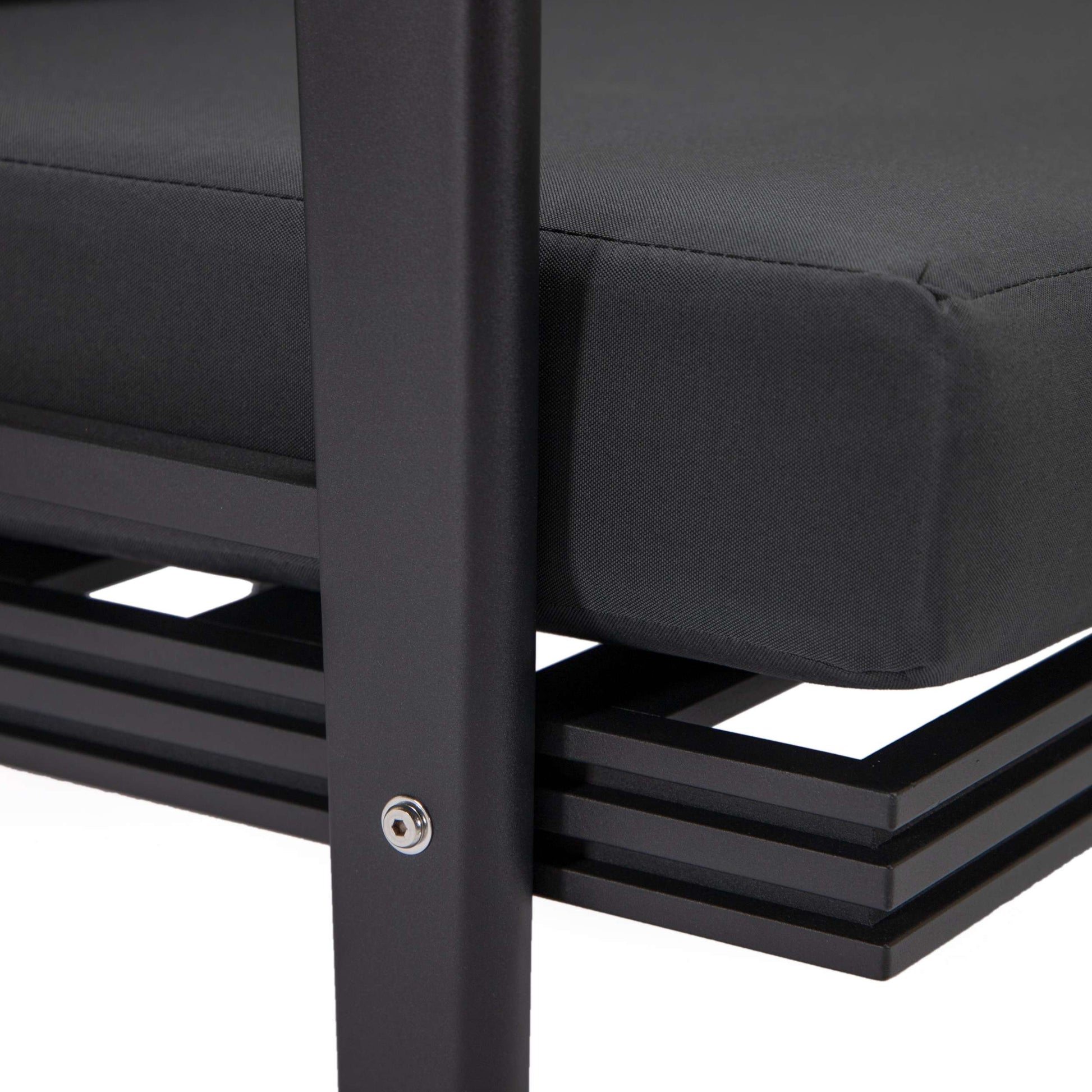 LeisureMod Walbrooke Modern Black Patio Conversation With Square Fire Pit With Slats Design & Tank Holder | Outdoor Sofas, Loveseats & Sectionals | Modishstore - 11