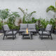 LeisureMod Walbrooke Modern Black Patio Conversation With Square Fire Pit With Slats Design & Tank Holder | Outdoor Sofas, Loveseats & Sectionals | Modishstore - 69