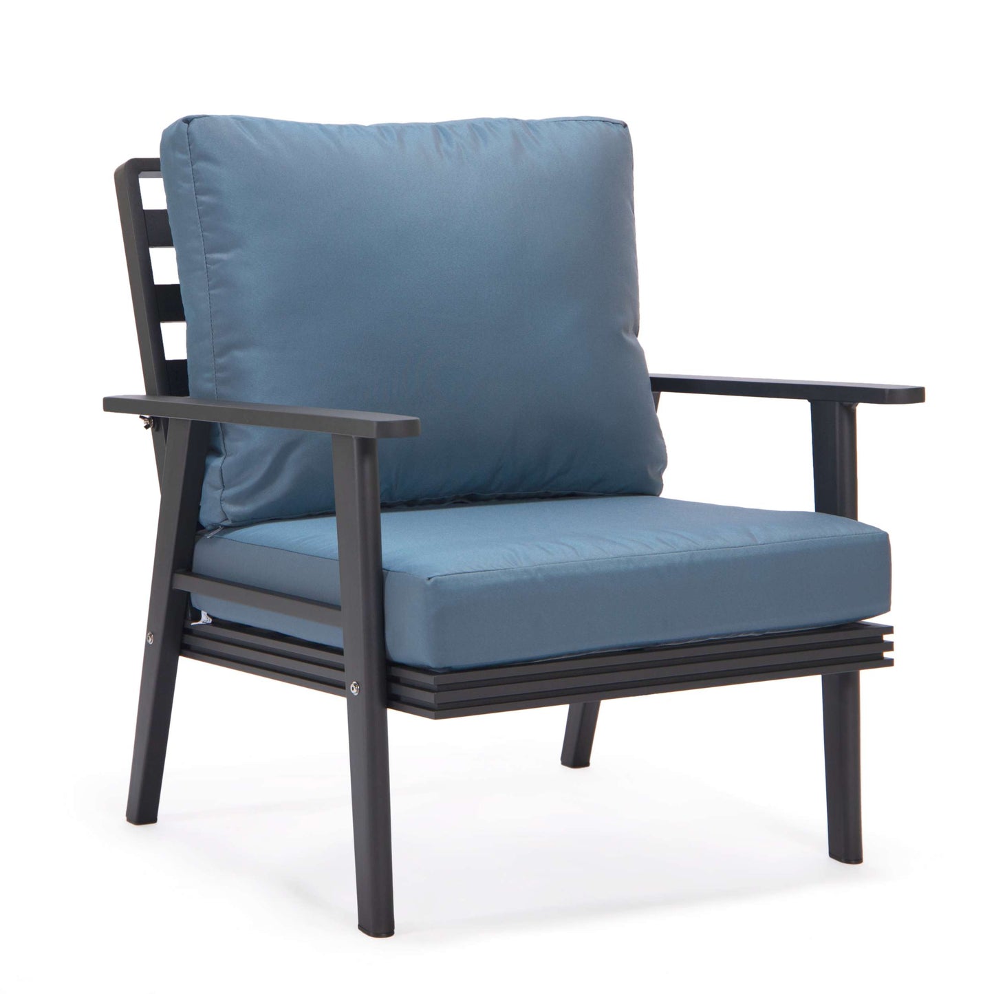 LeisureMod Walbrooke Modern Black Patio Conversation With Square Fire Pit With Slats Design & Tank Holder | Outdoor Sofas, Loveseats & Sectionals | Modishstore - 25