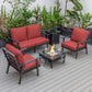 LeisureMod Walbrooke Modern Black Patio Conversation With Square Fire Pit With Slats Design & Tank Holder | Outdoor Sofas, Loveseats & Sectionals | Modishstore - 92