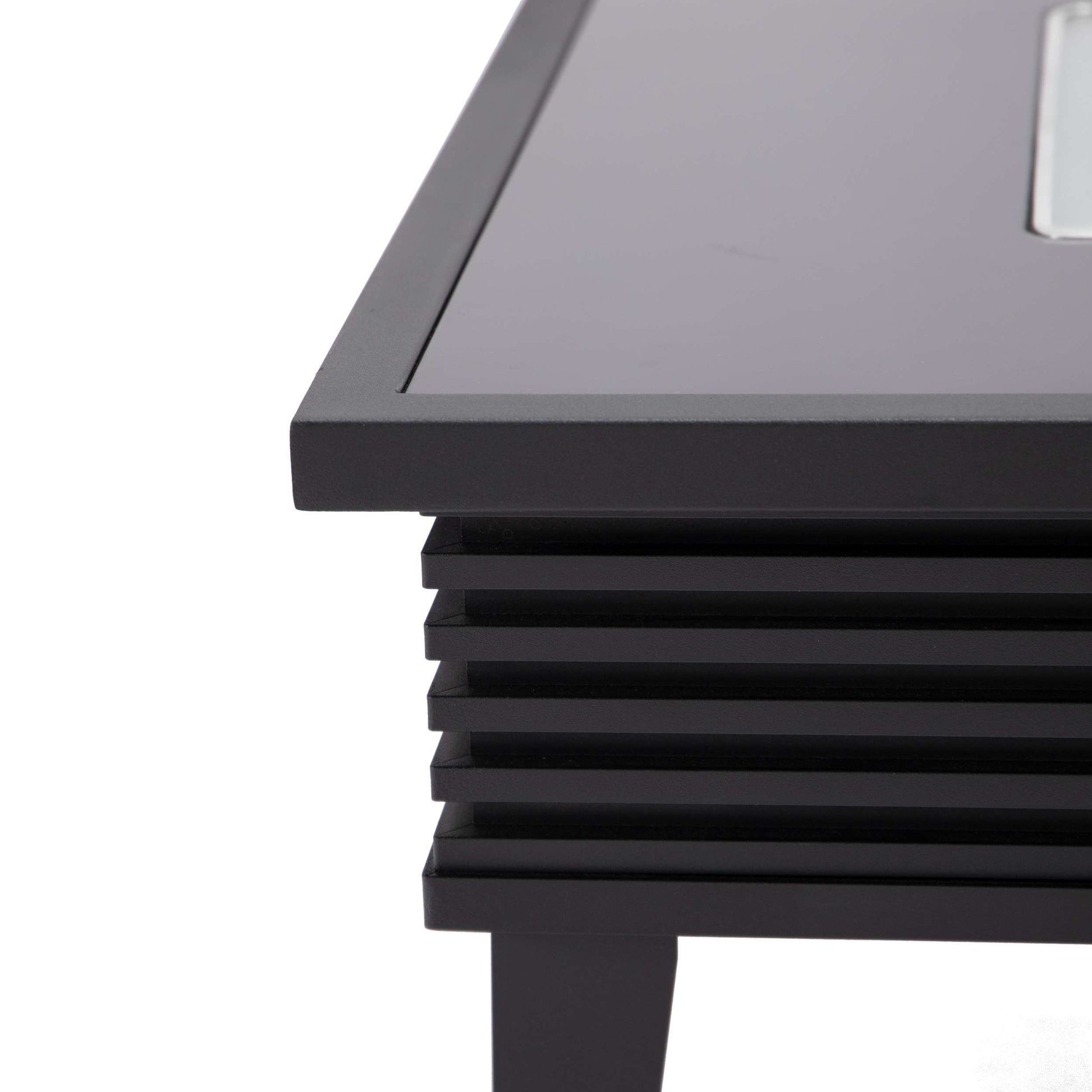 Leisuremod Walbrooke Outdoor Patio Aluminum Square Slats Design Fire Pit Side Table | FIRE PITS | Modishstore - 7