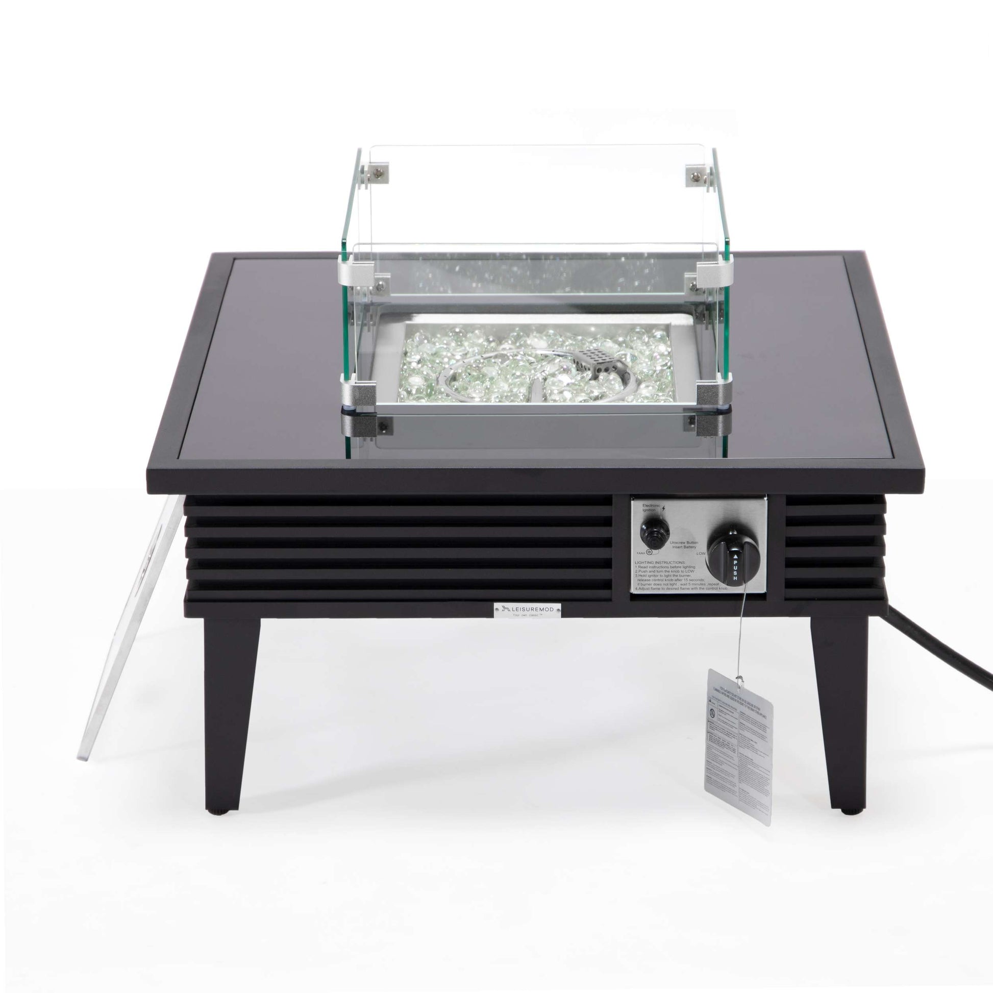 Leisuremod Walbrooke Outdoor Patio Aluminum Square Slats Design Fire Pit Side Table | FIRE PITS | Modishstore - 2