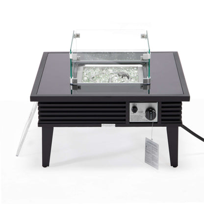 Leisuremod Walbrooke Outdoor Patio Aluminum Square Slats Design Fire Pit Side Table | FIRE PITS | Modishstore - 2