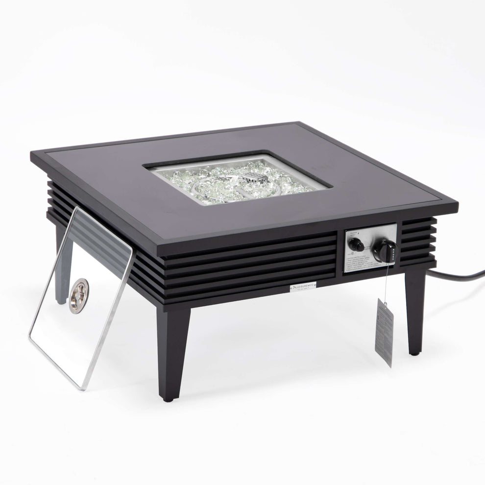 Leisuremod Walbrooke Outdoor Patio Aluminum Square Slats Design Fire Pit Side Table | FIRE PITS | Modishstore - 5