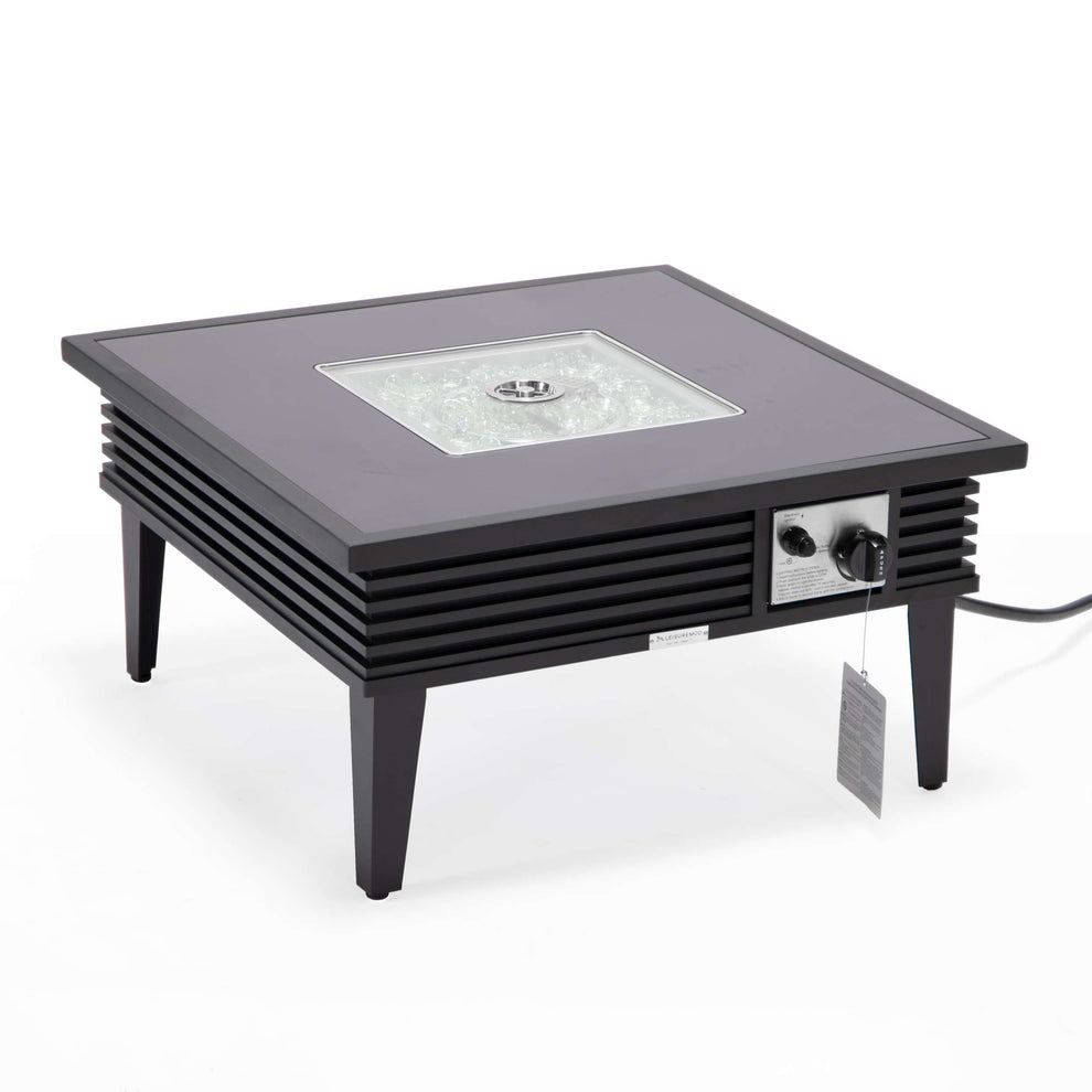 Leisuremod Walbrooke Outdoor Patio Aluminum Square Slats Design Fire Pit Side Table | FIRE PITS | Modishstore - 6