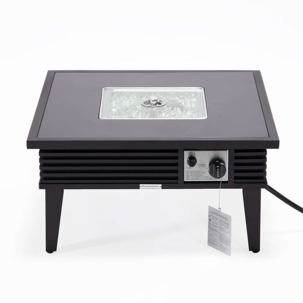 Leisuremod Walbrooke Outdoor Patio Aluminum Square Slats Design Fire Pit Side Table | FIRE PITS | Modishstore - 11