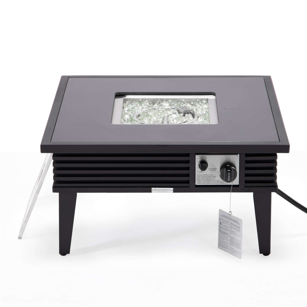 Leisuremod Walbrooke Outdoor Patio Aluminum Square Slats Design Fire Pit Side Table | FIRE PITS | Modishstore - 9