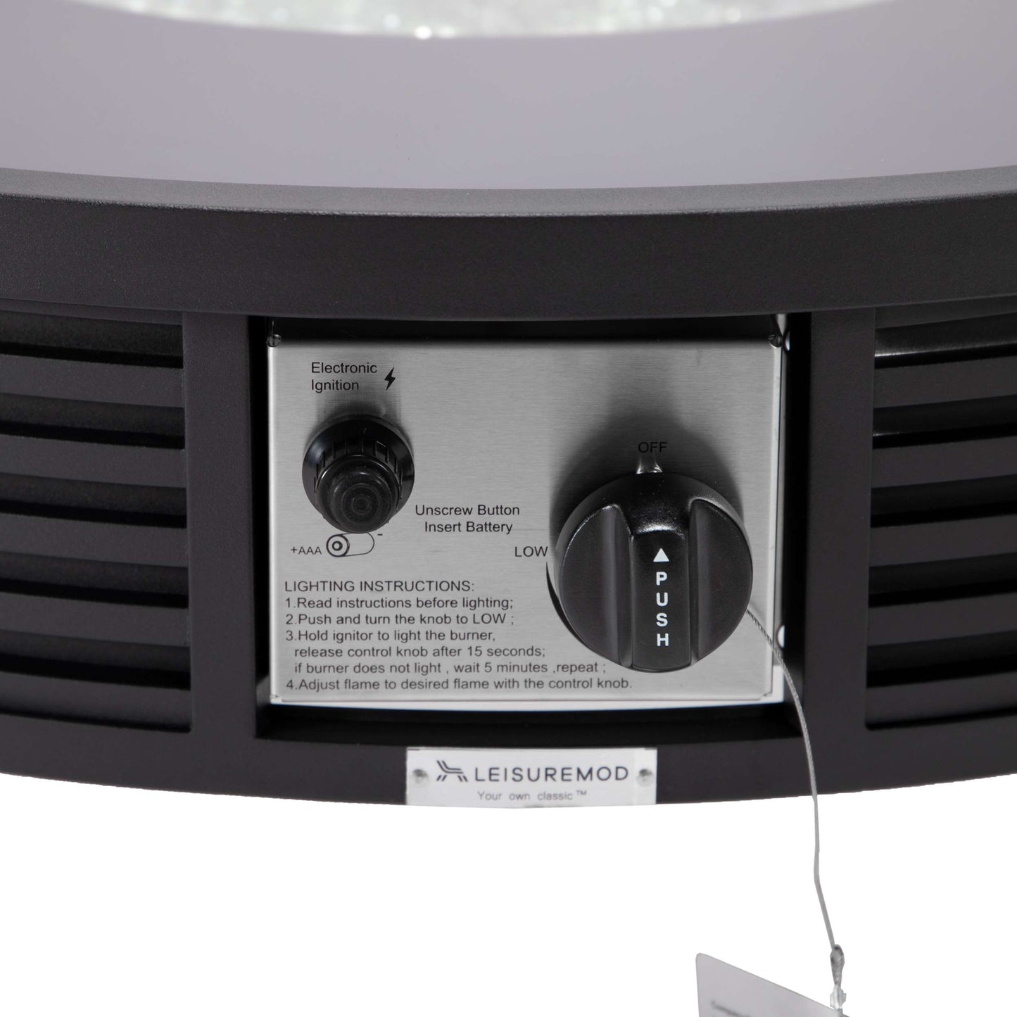 LeisureMod Walbrooke Modern Black Patio Conversation With Round Fire Pit With Slats Design & Tank Holder | Outdoor Sofas, Loveseats & Sectionals | Modishstore - 13