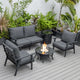 LeisureMod Walbrooke Modern Black Patio Conversation With Round Fire Pit With Slats Design & Tank Holder | Outdoor Sofas, Loveseats & Sectionals | Modishstore - 4
