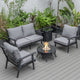 LeisureMod Walbrooke Modern Black Patio Conversation With Round Fire Pit With Slats Design & Tank Holder | Outdoor Sofas, Loveseats & Sectionals | Modishstore - 28