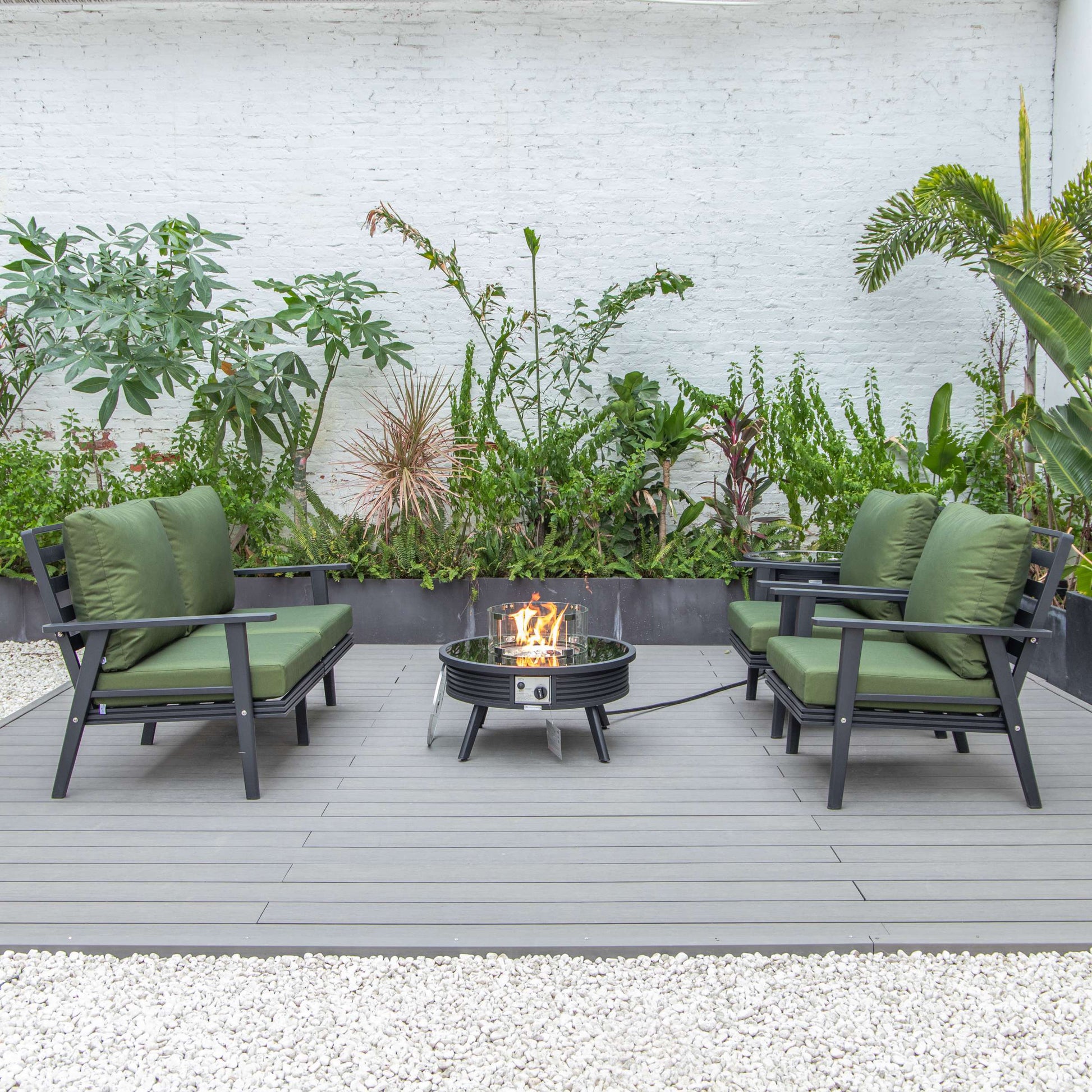 LeisureMod Walbrooke Modern Black Patio Conversation With Round Fire Pit With Slats Design & Tank Holder | Outdoor Sofas, Loveseats & Sectionals | Modishstore - 36