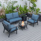 LeisureMod Walbrooke Modern Black Patio Conversation With Round Fire Pit With Slats Design & Tank Holder | Outdoor Sofas, Loveseats & Sectionals | Modishstore - 24