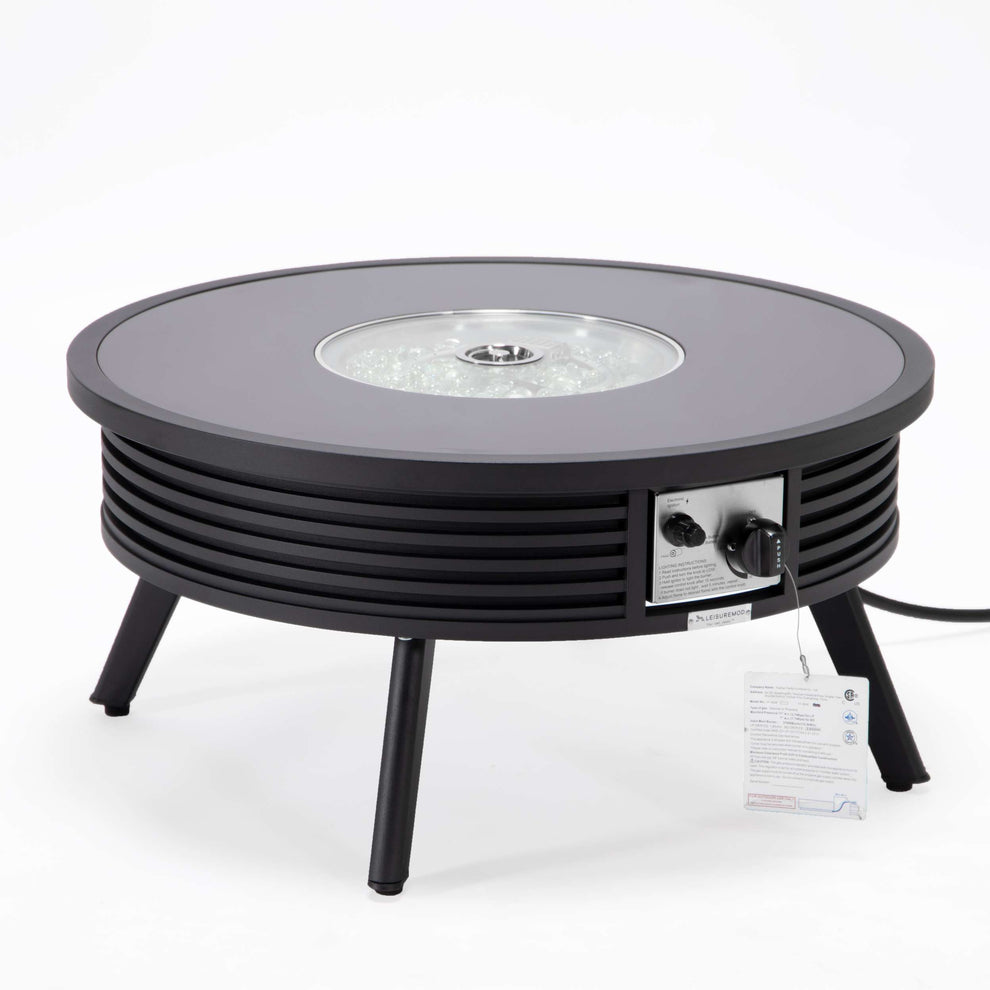 Leisuremod Walbrooke Outdoor Patio Aluminum Round Slats Design Fire Pit Side Table | FIRE PITS | Modishstore - 4