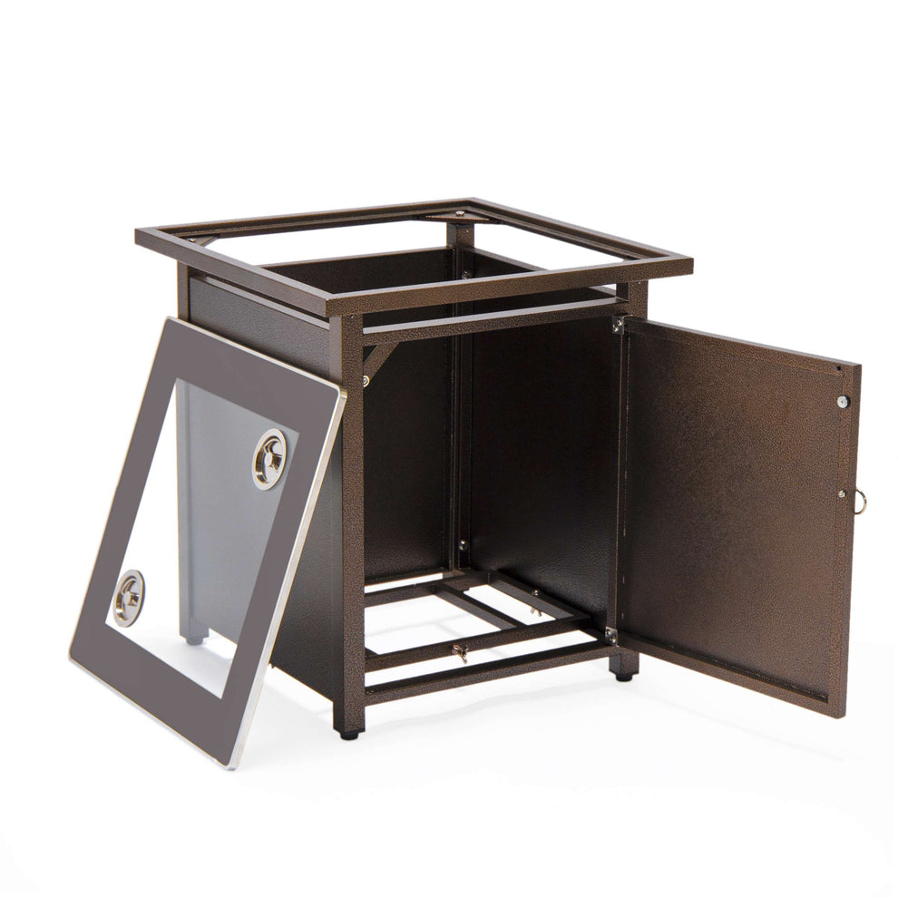 LeisureMod Walbrooke Modern Brown Patio Conversation With Square Fire Pit & Tank Holder | Outdoor Sofas, Loveseats & Sectionals | Modishstore - 157