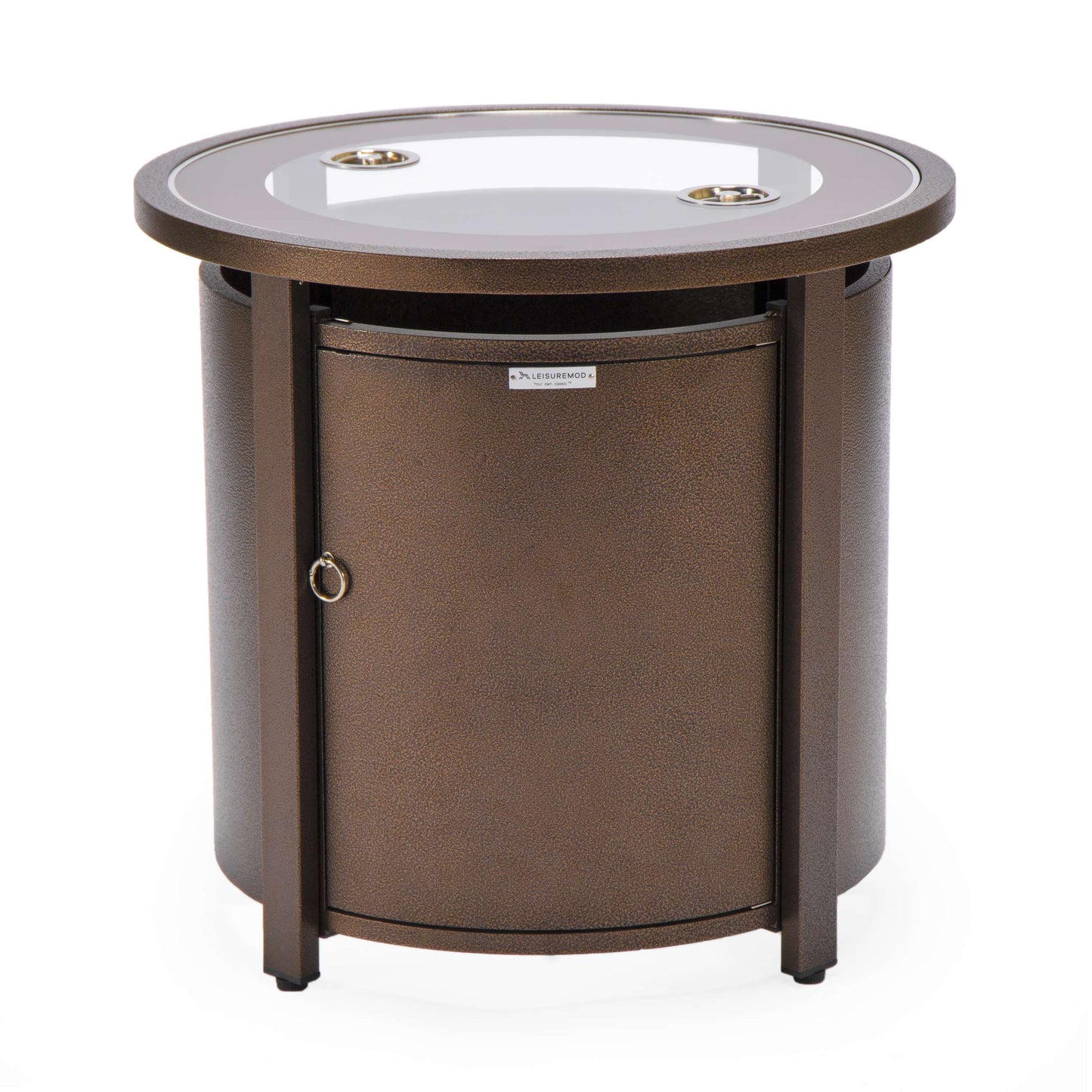 LeisureMod Walbrooke Modern Brown Patio Conversation With Round Fire Pit & Tank Holder | Outdoor Sofas, Loveseats & Sectionals | Modishstore - 101