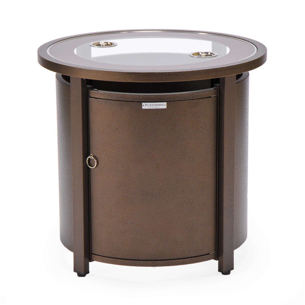 LeisureMod Walbrooke Modern Brown Patio Conversation With Round Fire Pit & Tank Holder | Outdoor Sofas, Loveseats & Sectionals | Modishstore - 101