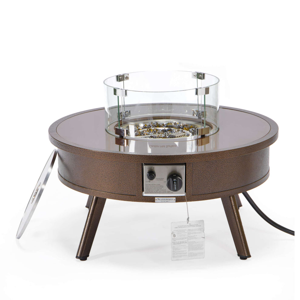 Leisuremod Walbrooke Outdoor Patio Aluminum Round Fire Pit Side Table | FIRE PITS | Modishstore - 28
