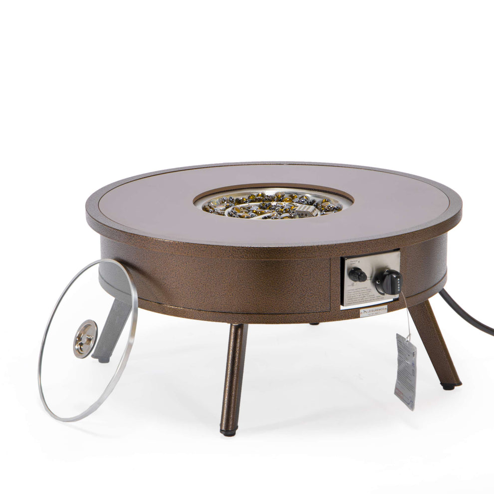 Leisuremod Walbrooke Outdoor Patio Aluminum Round Fire Pit Side Table | FIRE PITS | Modishstore - 18