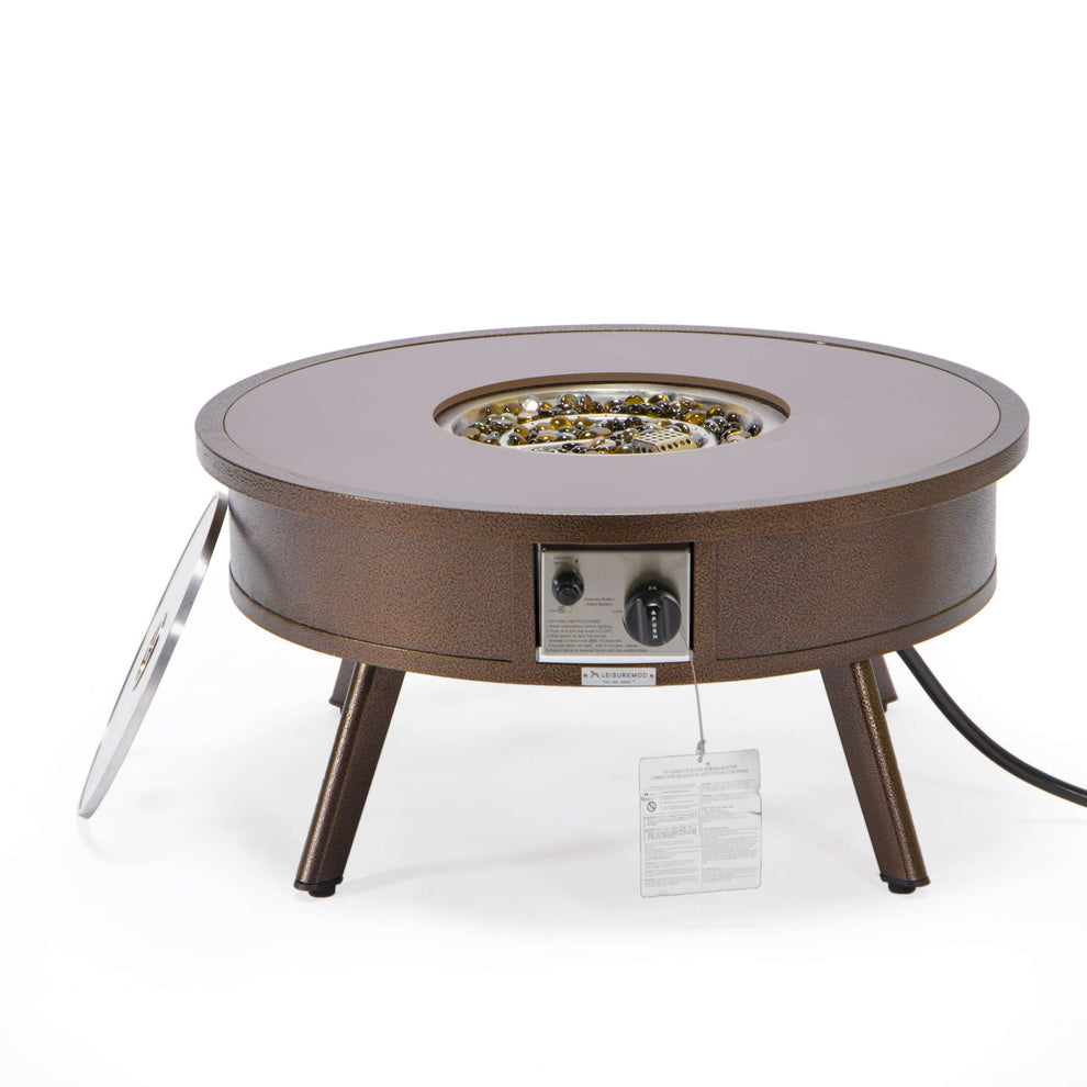 Leisuremod Walbrooke Outdoor Patio Aluminum Round Fire Pit Side Table | FIRE PITS | Modishstore - 29