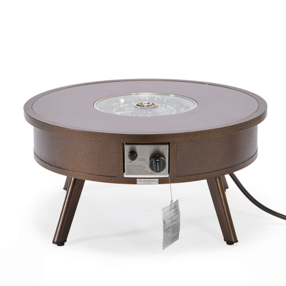 Leisuremod Walbrooke Outdoor Patio Aluminum Round Fire Pit Side Table | FIRE PITS | Modishstore - 30