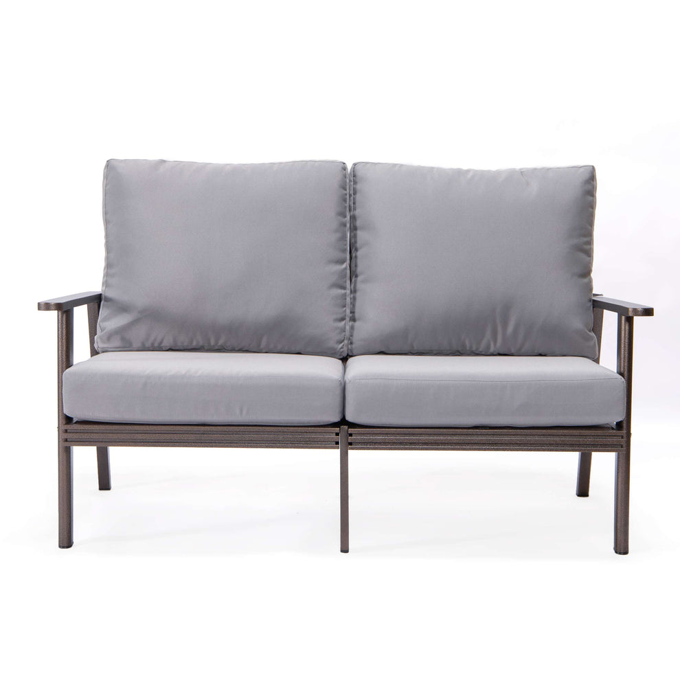 Leisuremod Walbrooke Modern Outdoor Patio Loveseat with Brown Aluminum Frame and Removable Cushions For Patio and Backyard Garden | Outdoor Sofas, Loveseats & Sectionals | Modishstore - 24