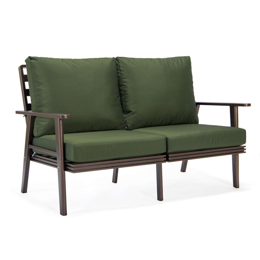 Leisuremod Walbrooke Modern Outdoor Patio Loveseat with Brown Aluminum Frame and Removable Cushions For Patio and Backyard Garden | Outdoor Sofas, Loveseats & Sectionals | Modishstore - 29