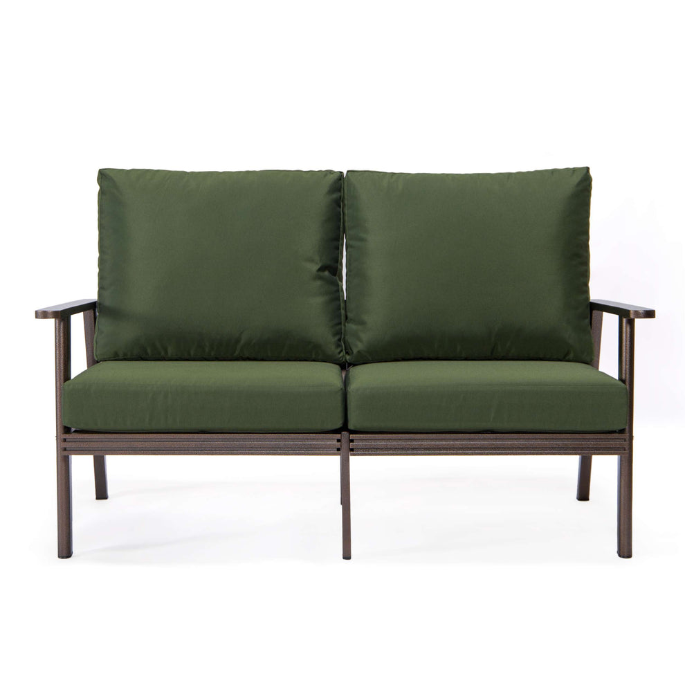 Leisuremod Walbrooke Modern Outdoor Patio Loveseat with Brown Aluminum Frame and Removable Cushions For Patio and Backyard Garden | Outdoor Sofas, Loveseats & Sectionals | Modishstore - 30