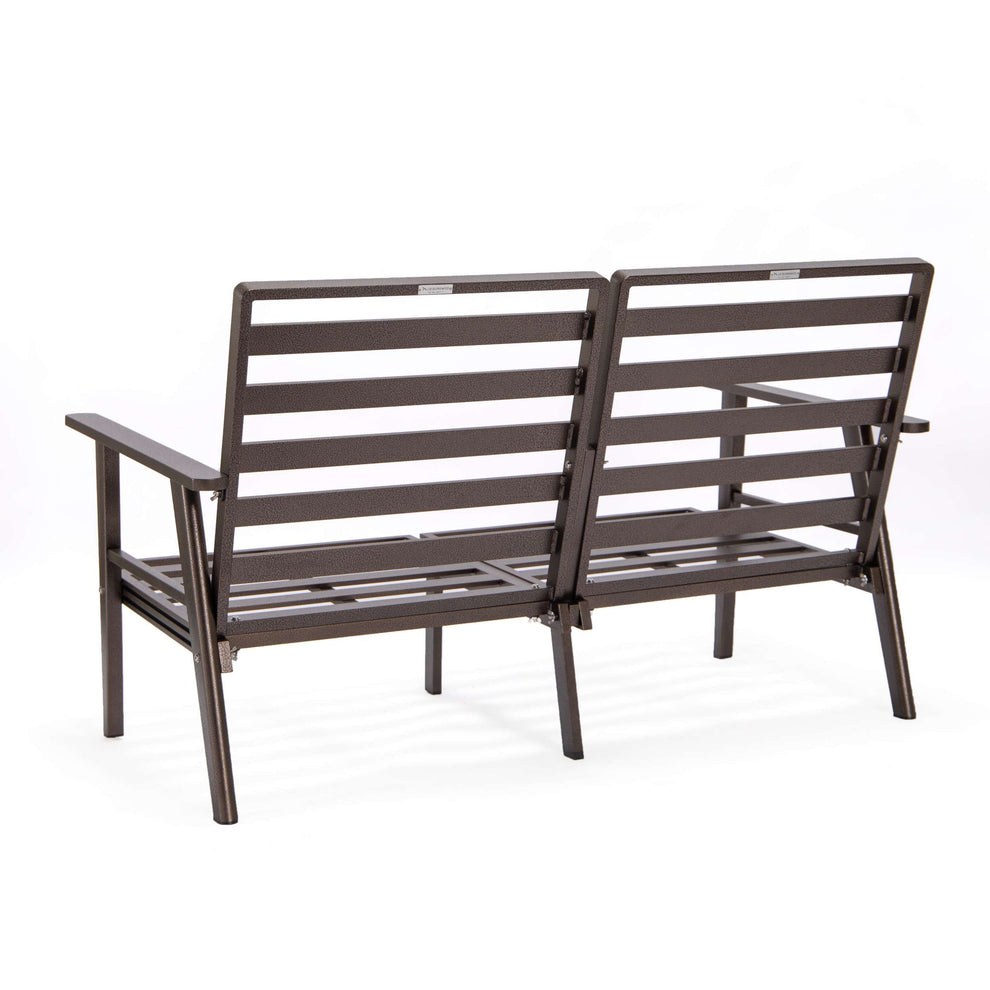 Leisuremod Walbrooke Modern Outdoor Patio Loveseat with Brown Aluminum Frame and Removable Cushions For Patio and Backyard Garden | Outdoor Sofas, Loveseats & Sectionals | Modishstore - 41