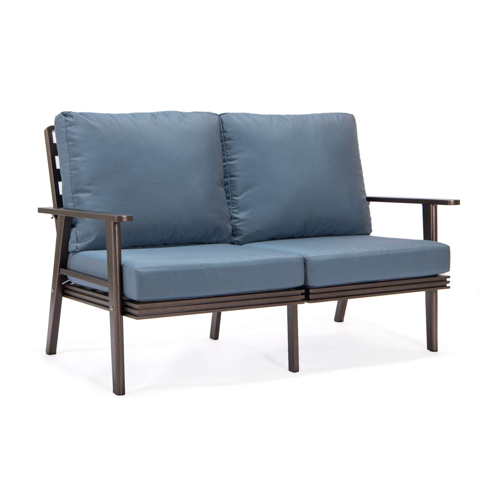 Leisuremod Walbrooke Modern Outdoor Patio Loveseat with Brown Aluminum Frame and Removable Cushions For Patio and Backyard Garden | Outdoor Sofas, Loveseats & Sectionals | Modishstore - 15
