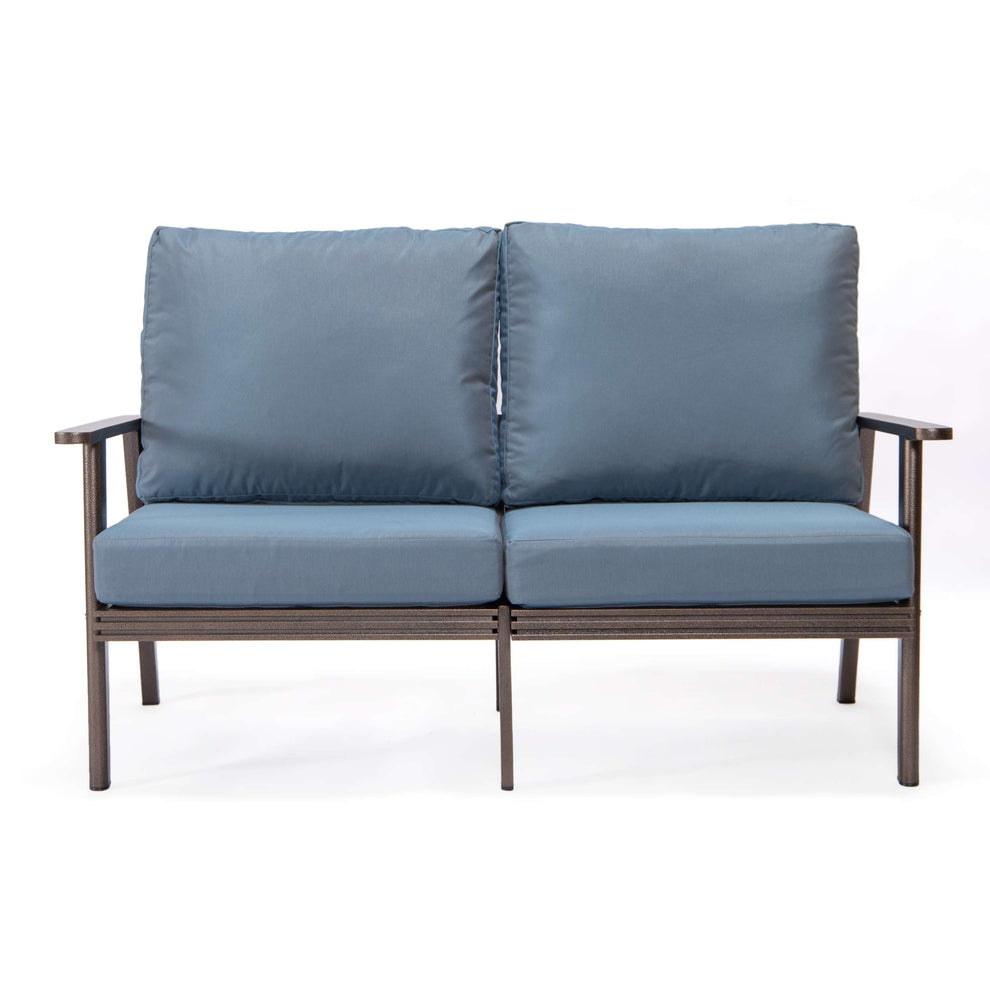 Leisuremod Walbrooke Modern Outdoor Patio Loveseat with Brown Aluminum Frame and Removable Cushions For Patio and Backyard Garden | Outdoor Sofas, Loveseats & Sectionals | Modishstore - 13