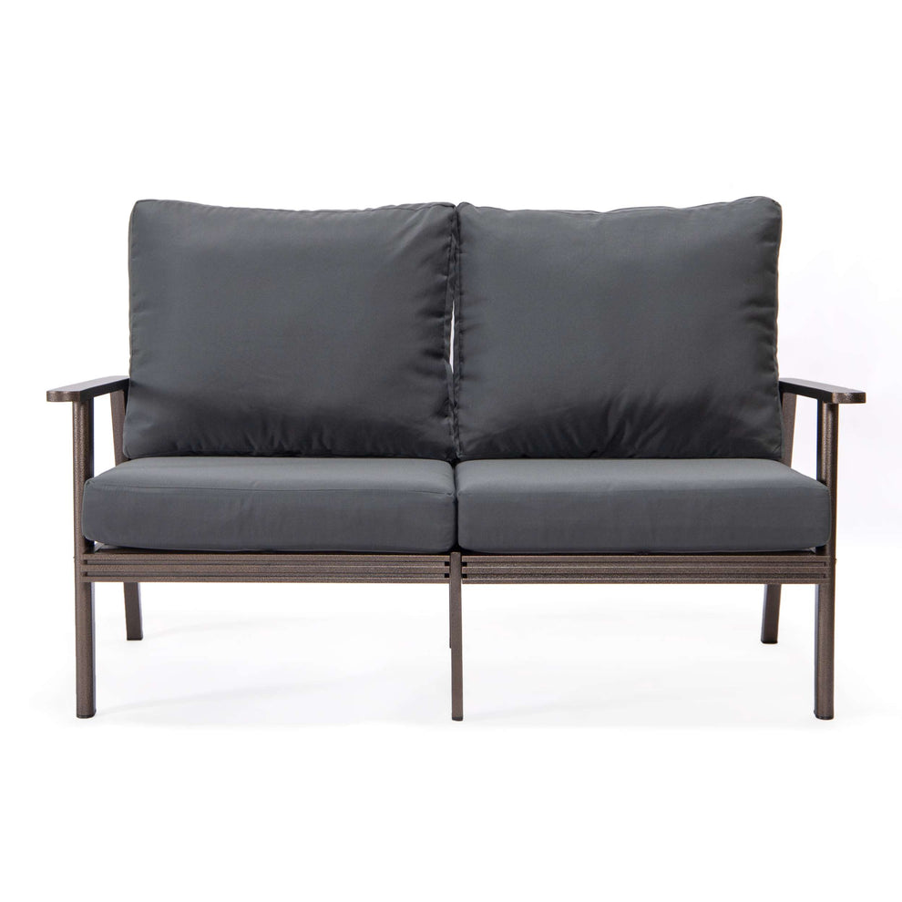 LeisureMod Walbrooke Modern 3-Piece Outdoor Patio Set with Brown Aluminum Frame | Outdoor Sofas, Loveseats & Sectionals | Modishstore - 13