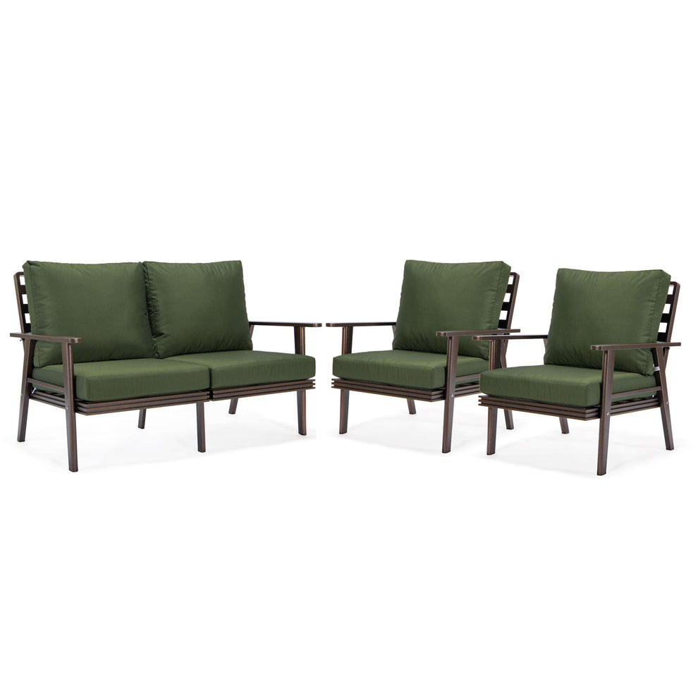 LeisureMod Walbrooke Modern 3-Piece Outdoor Patio Set with Brown Aluminum Frame | Outdoor Sofas, Loveseats & Sectionals | Modishstore - 21