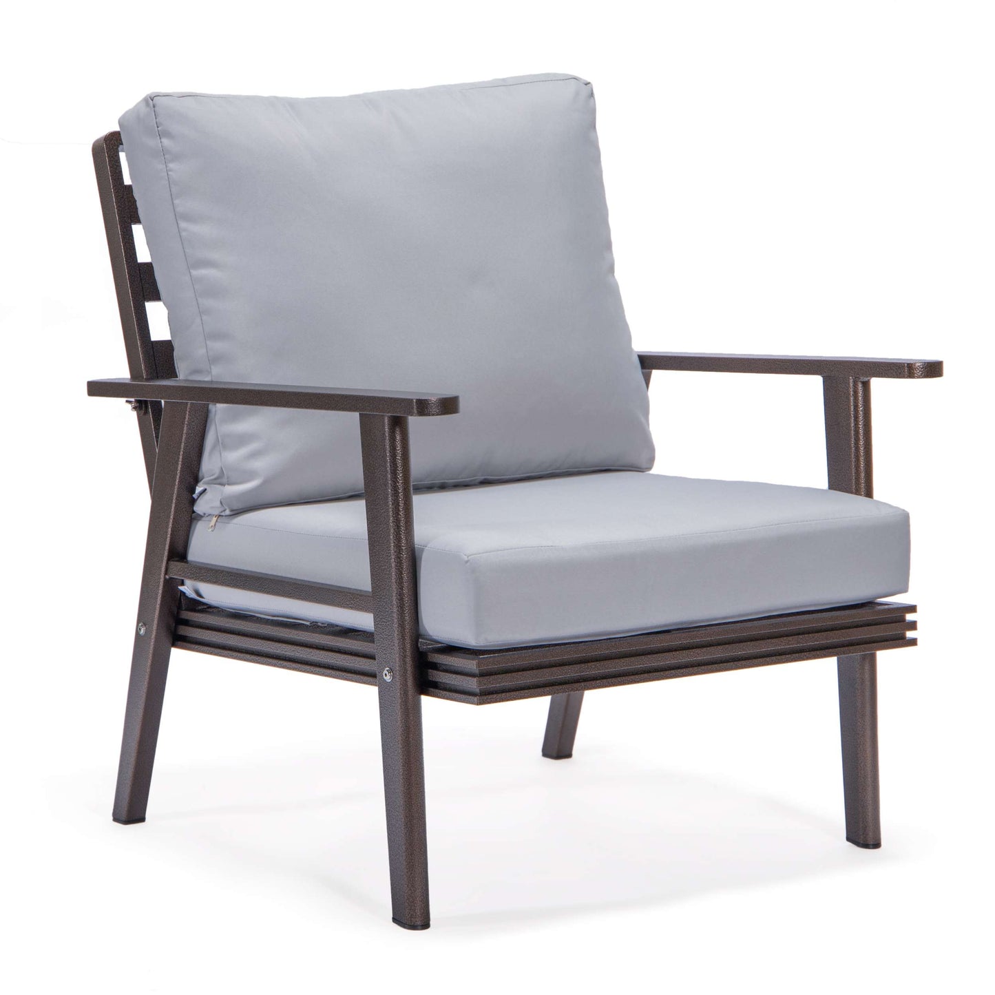 LeisureMod Walbrooke Modern 3-Piece Outdoor Patio Set with Brown Aluminum Frame | Outdoor Sofas, Loveseats & Sectionals | Modishstore - 63