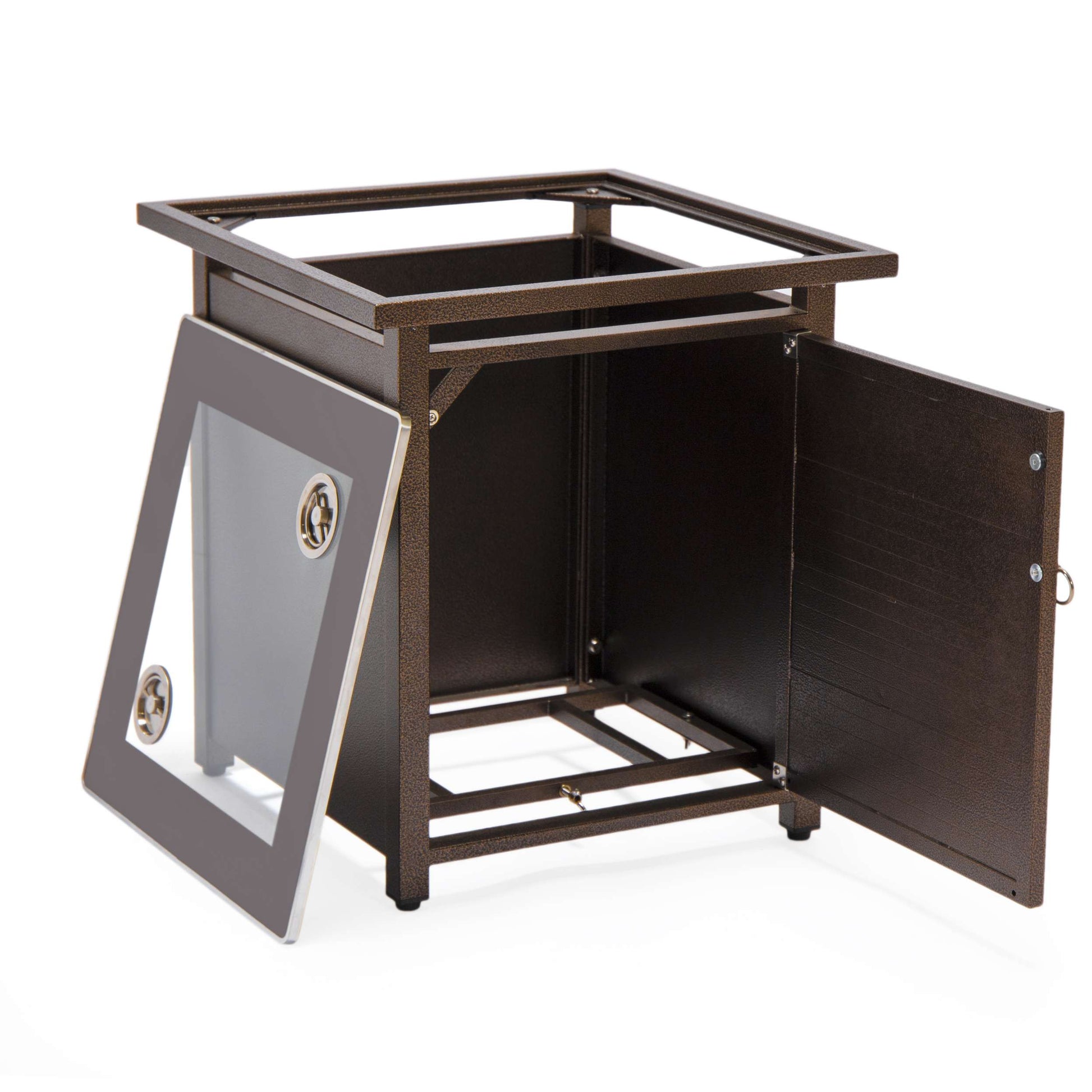 LeisureMod Walbrooke Modern Brown Patio Conversation With Square Fire Pit & Tank Holder | Outdoor Sofas, Loveseats & Sectionals | Modishstore - 121