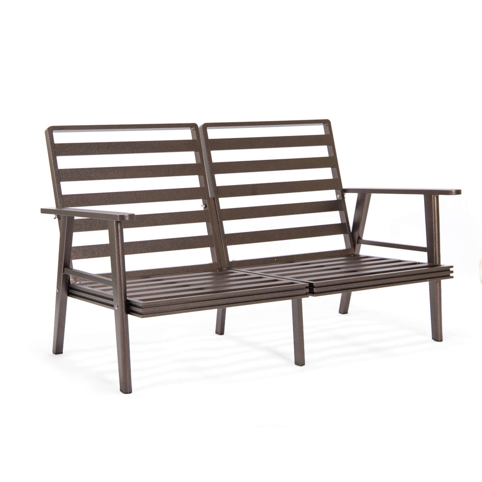LeisureMod Walbrooke Modern Brown Patio Conversation With Square Fire Pit & Tank Holder | Outdoor Sofas, Loveseats & Sectionals | Modishstore - 53