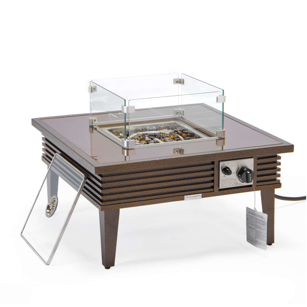Leisuremod Walbrooke Outdoor Patio Aluminum Square Slats Design Fire Pit Side Table | FIRE PITS | Modishstore - 19
