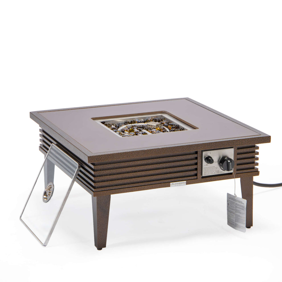 Leisuremod Walbrooke Outdoor Patio Aluminum Square Slats Design Fire Pit Side Table | FIRE PITS | Modishstore - 20