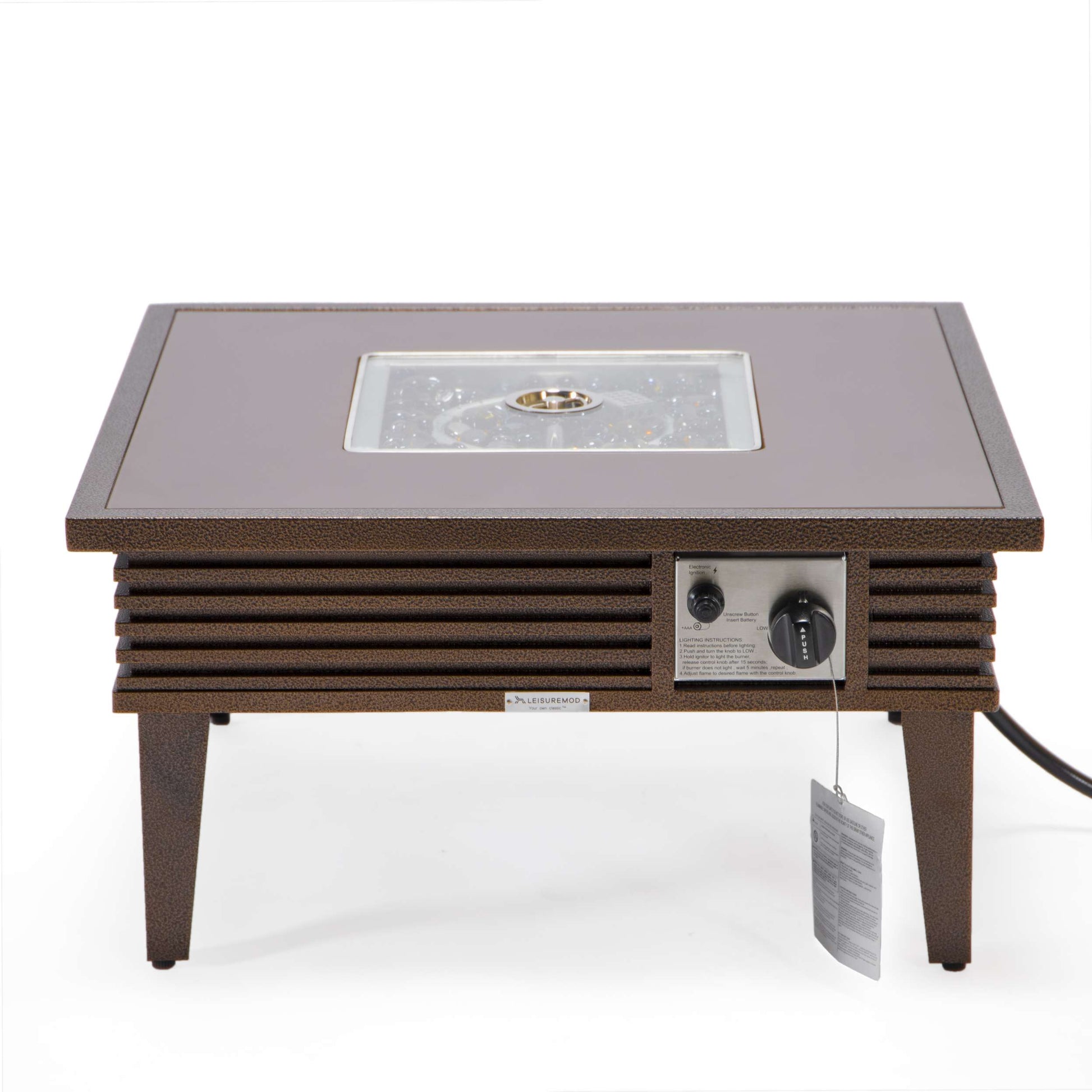 Leisuremod Walbrooke Outdoor Patio Aluminum Square Slats Design Fire Pit Side Table | FIRE PITS | Modishstore - 25