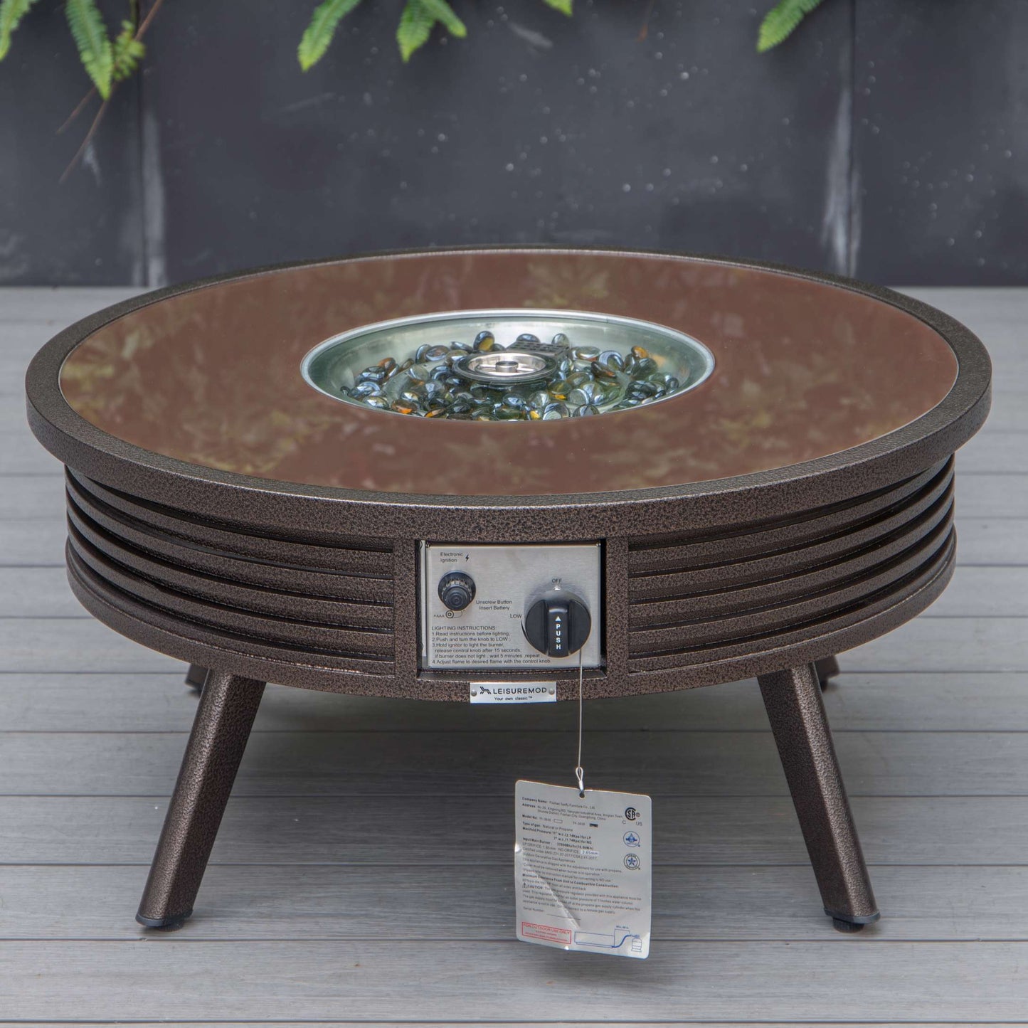 LeisureMod Walbrooke Modern Brown Patio Conversation With Round Fire Pit & Tank Holder | Outdoor Sofas, Loveseats & Sectionals | Modishstore - 41